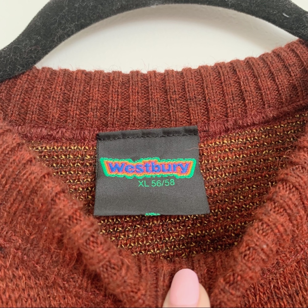 Maroon Vintage Westbury Abstract Shape Wool Alpaca Blend Crewneck Sweater XL - Picture 8 of 8